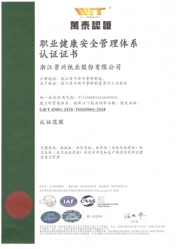 ISO45001職業(yè)健康安全管理體系認(rèn)證證書中文